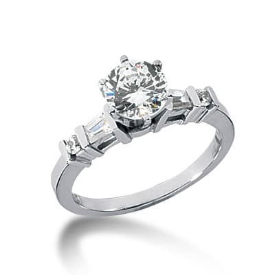 Ladies 14KT White Gold Platinum Fancy Engagement Ring ENR1121