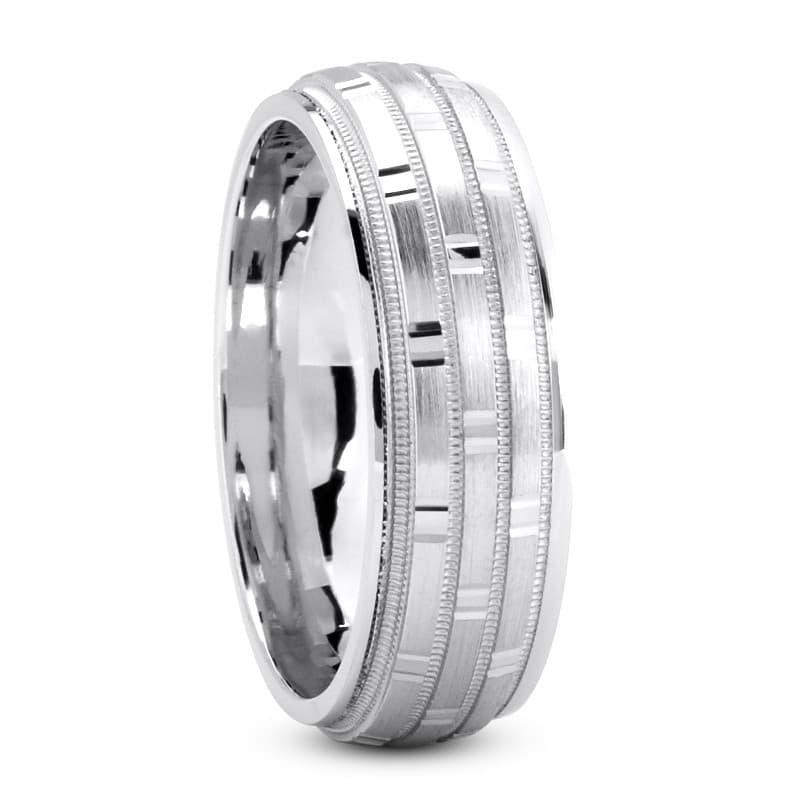 Mens 14KT White Gold Platinum Traditional Wedding Band M419