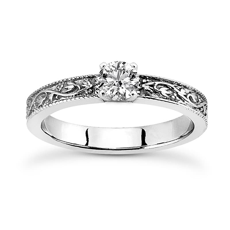 Ladies 14KT White Gold Platinum Solitaire Engagement Set ENS3574-A