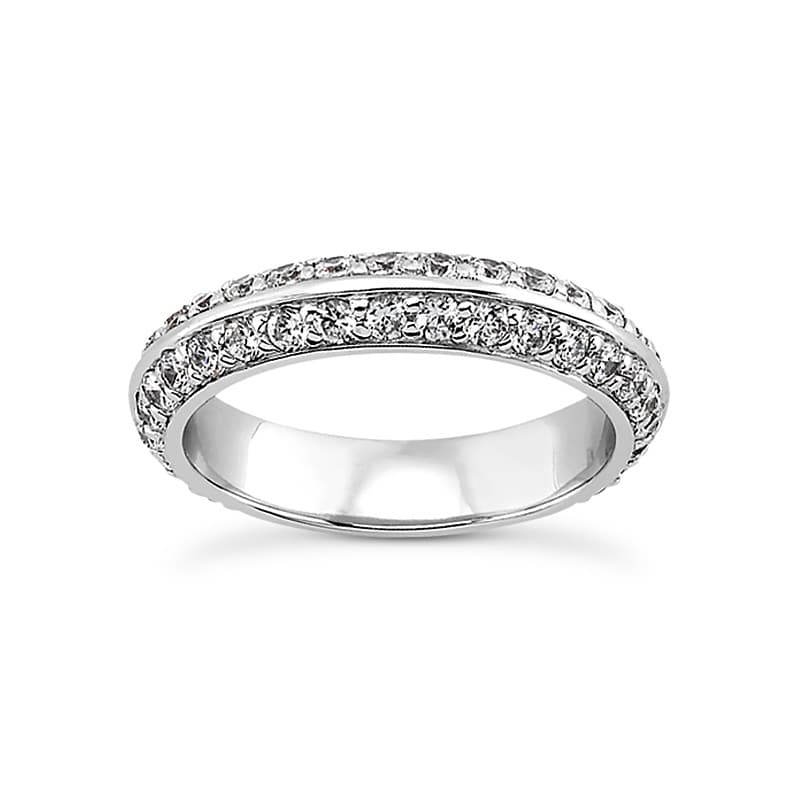 Ladies 14KT White Gold Platinum Eternity Wedding Band EWB448-0.75-4