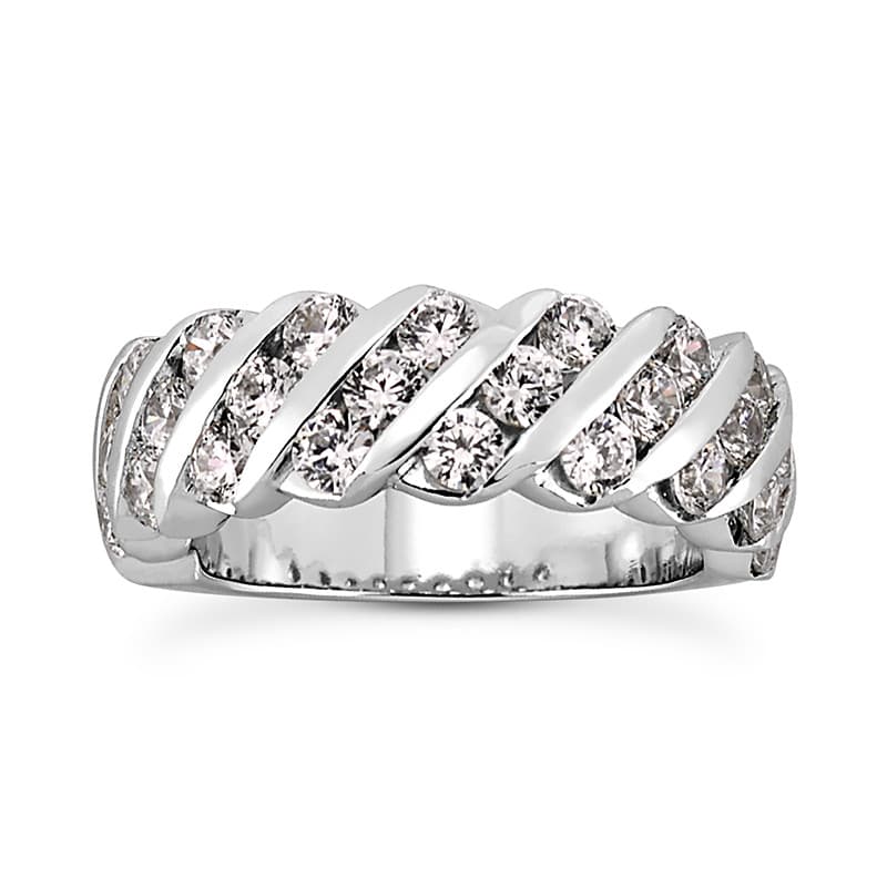 Ladies 14KT White Gold Platinum Round Diamond Wedding Band WB1307