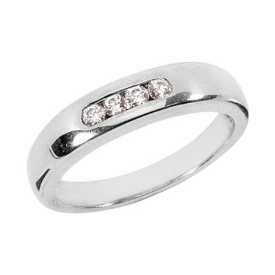 Ladies 14KT White Gold Platinum Round Diamond Wedding Band Set WBS175-G