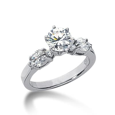 Ladies 14KT White Gold Platinum Fancy Engagement Ring ENR239