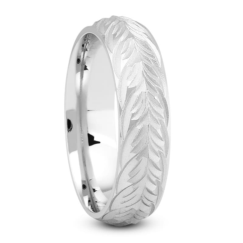 Mens 14KT White Gold Platinum Traditional Wedding Band M657