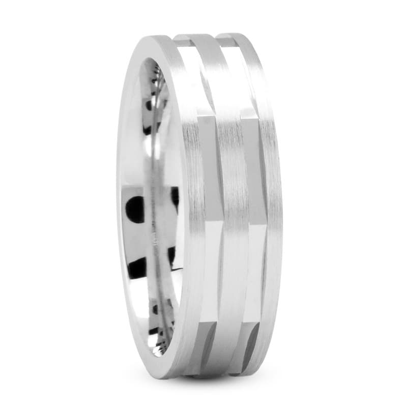 Mens 14KT White Gold Platinum Traditional Wedding Band M348