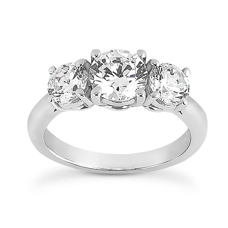 Ladies White Gold Platinum Round Diamond Three Stones Engagement Ring ENR3869