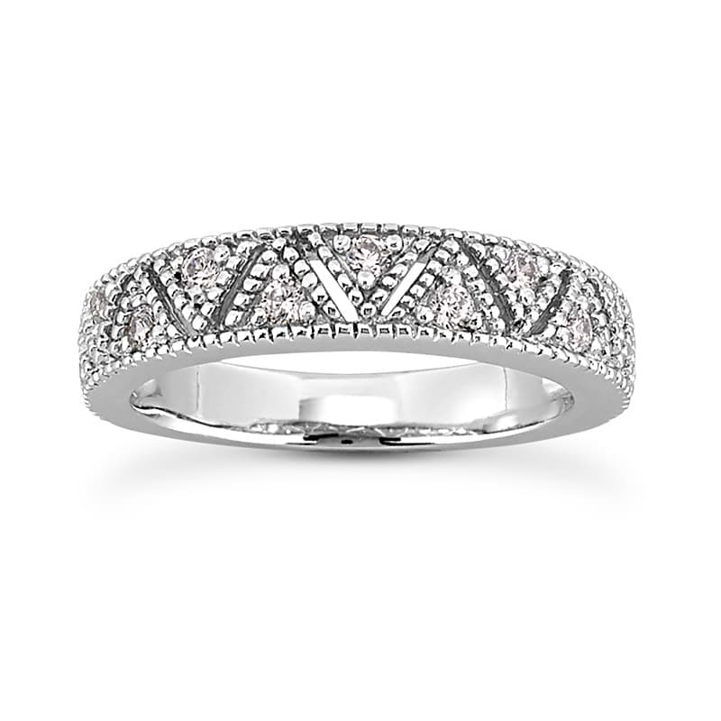 Ladies 14KT White Gold Platinum Diamond Wedding Band WB572