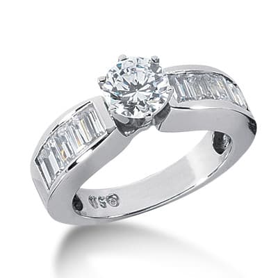 Ladies 14KT White Gold Platinum Fancy Engagement Ring ENR1691