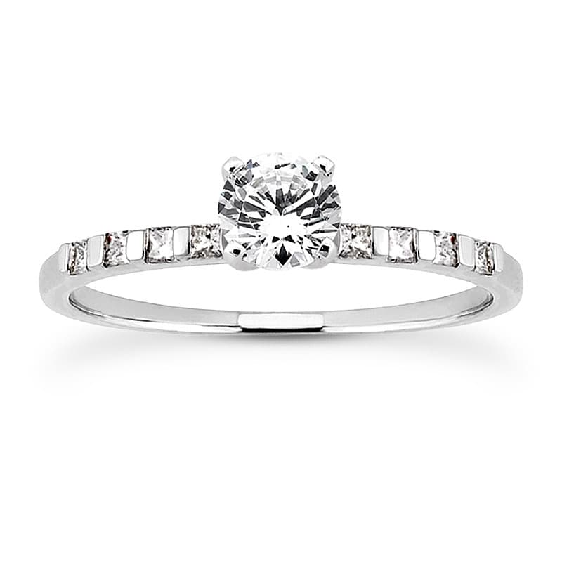 Ladies White Gold Platinum Princess Diamond Tailored Engagement Set ENS3100-A