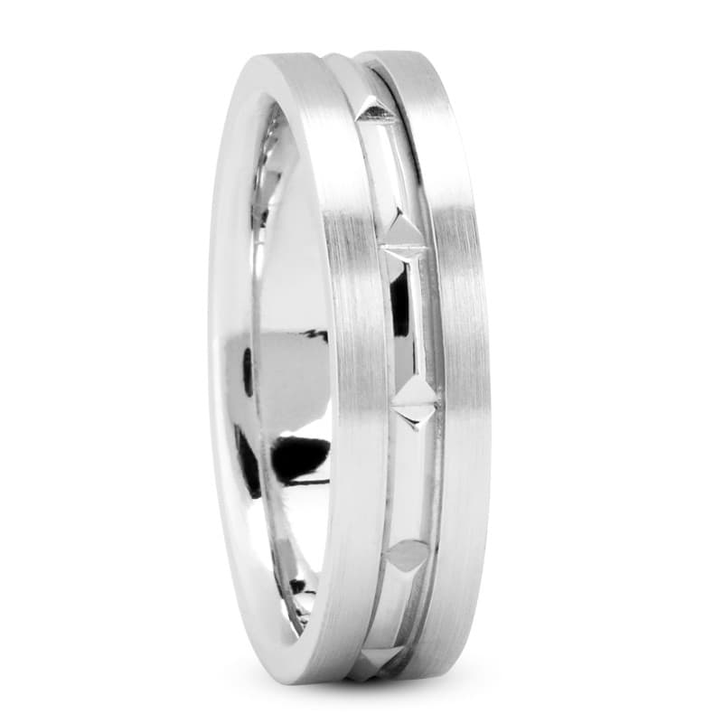 Mens 14KT White Gold Platinum Traditional Wedding Band M347