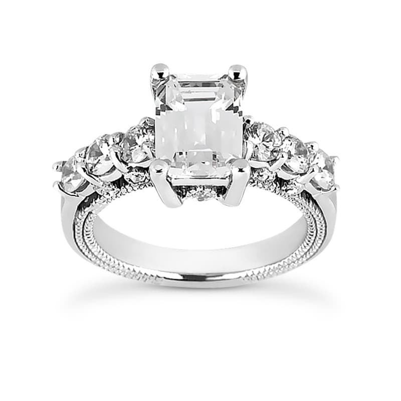 Ladies 14KT White Gold Platinum Fancy Engagement Ring ENR6850