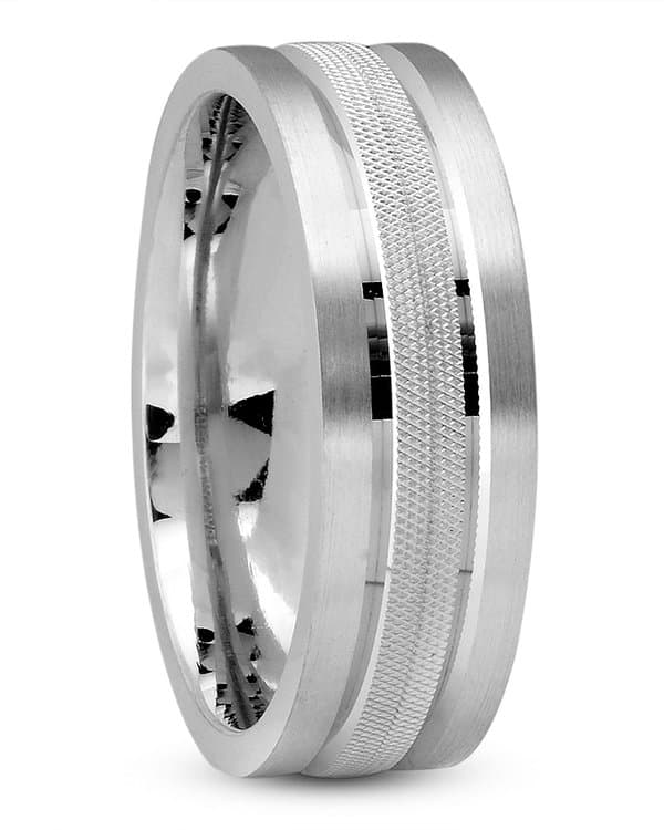 Mens 14KT White Gold Platinum Traditional Wedding Band M733