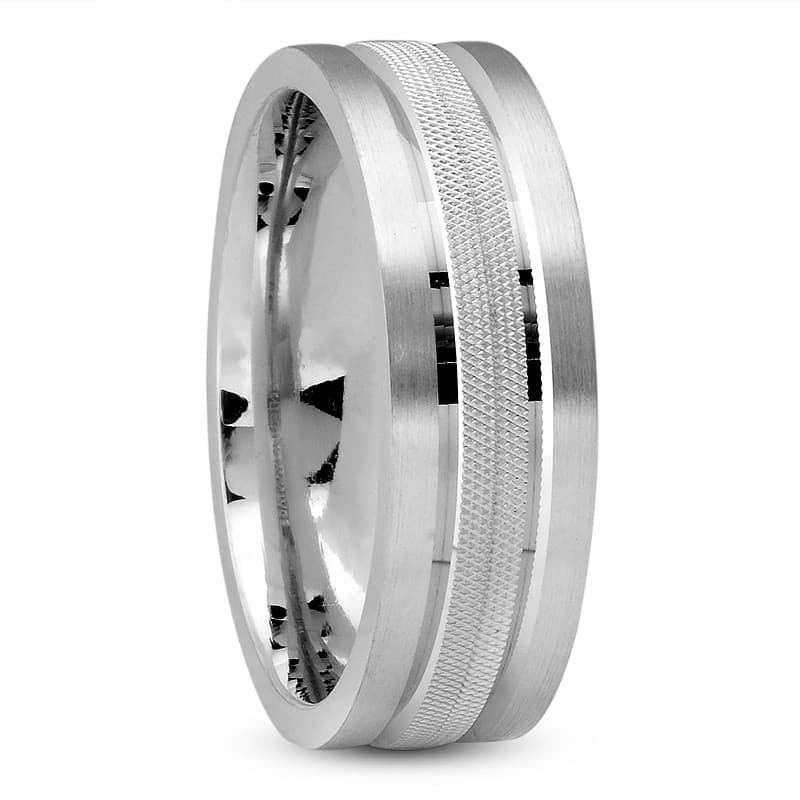 Mens 14KT White Gold Platinum Traditional Wedding Band M733