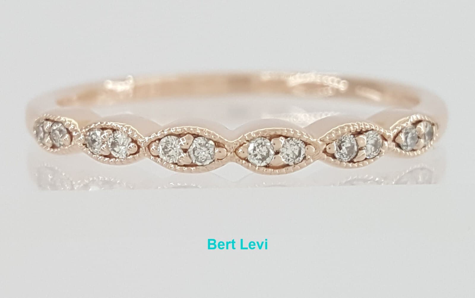 Half Circle Round Diamond Marquise Style Wedding Band 0.15 ct 10k Rose Gold