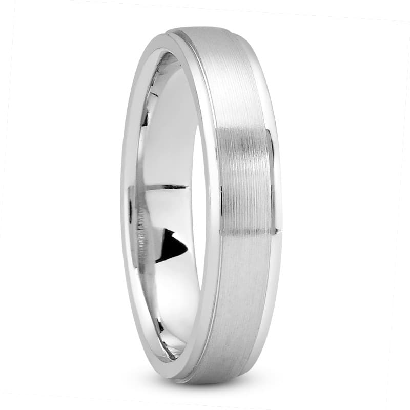 Mens 14KT White Gold Platinum Traditional Wedding Band M108
