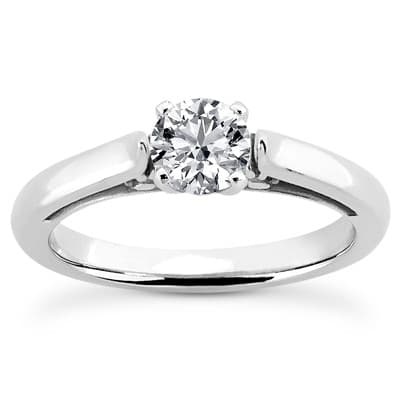 Ladies 14KT White Gold Platinum Solitaire Engagement Set ENS1989-A