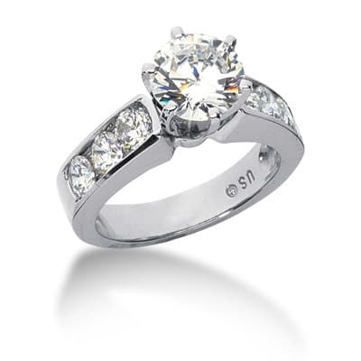 Ladies 14KT White Gold Platinum Fancy Engagement Set ENS781-A