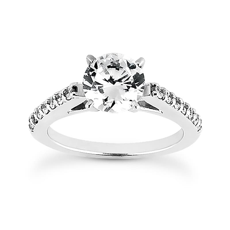 Ladies 14KT White Gold Platinum Round Diamond Tailored Engagement Set ENS1422-A