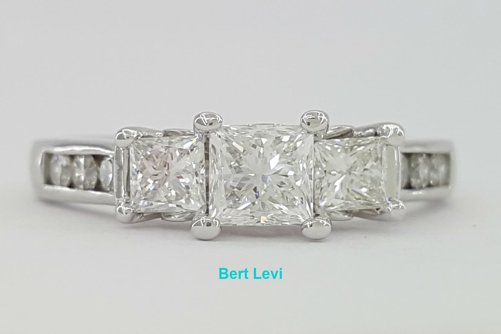 3 Three-Stone Princess Diamond Engagement Ring 1 ct White Gold 14k