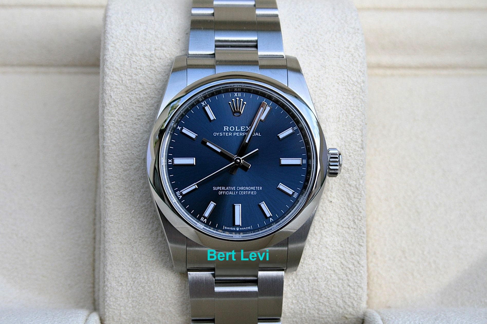 ROLEX 124200 OYSTER PERPETUAL WATCH 34MM BLUE MARKER