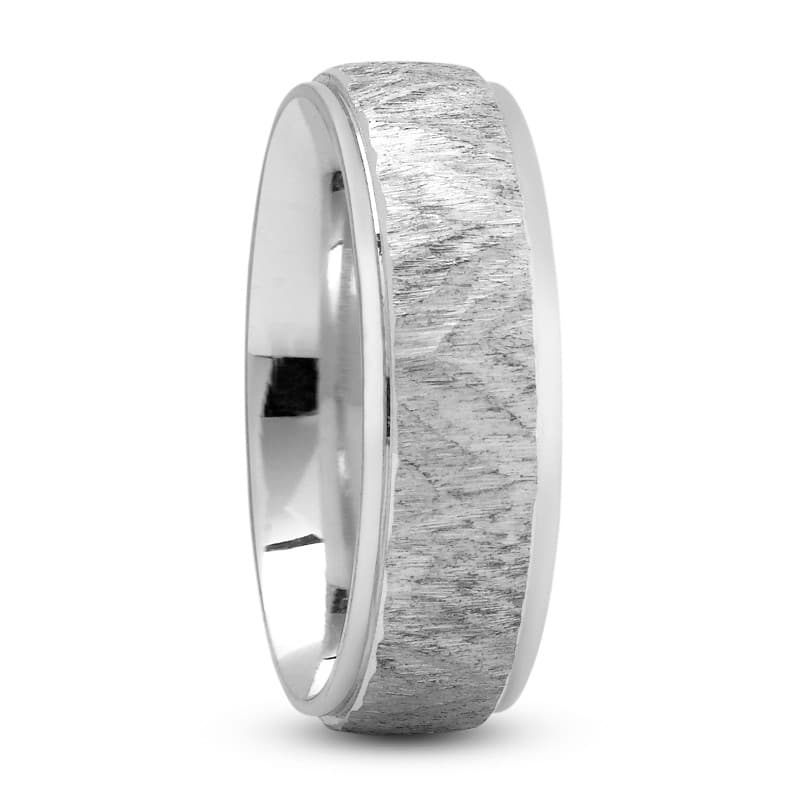Mens 14KT White Gold Platinum Traditional Wedding Band M674