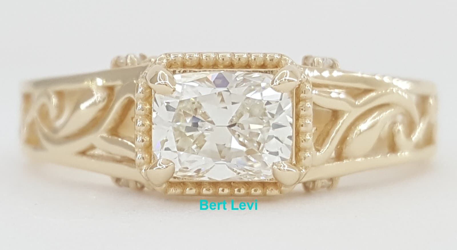 Elongated Cushion Diamond Engagement Ring 14k Yellow Gold GIA 1.06 ct Rt $9K