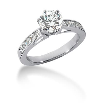 Ladies 14KT White Gold Platinum Fancy Engagement Set ENS640-A