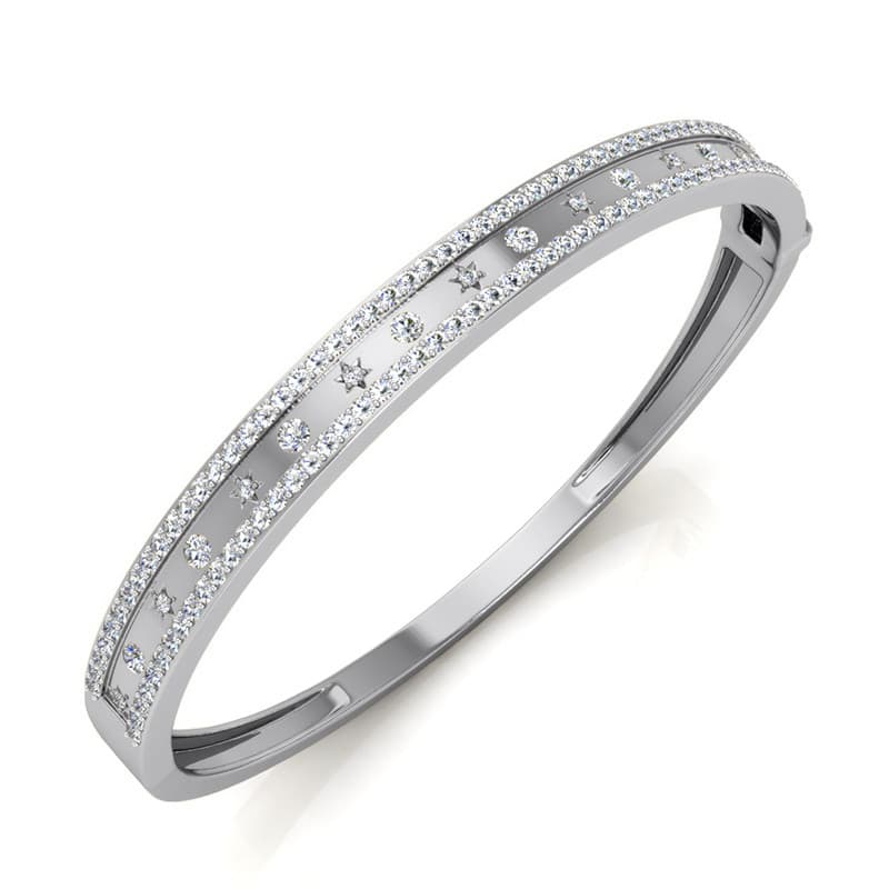 Ladies 14KT White Gold Platinum Bangle BGL229-7