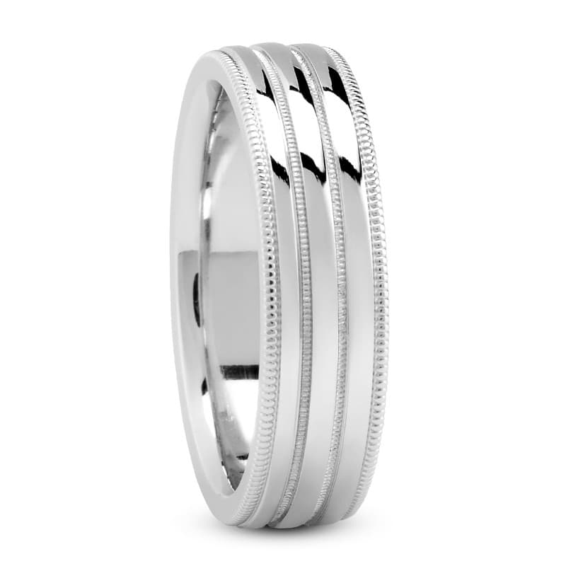 Mens 14KT White Gold Platinum Traditional Wedding Band M225