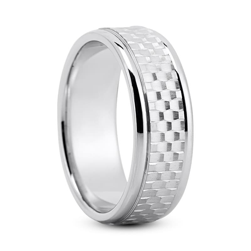 Mens 14KT White Gold Platinum Traditional Wedding Band M8046