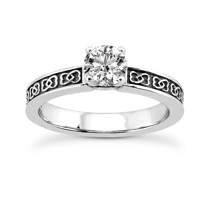 Ladies 14KT White Gold Platinum Solitaire Engagement Set ENS3619-A