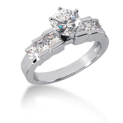 Ladies 14KT White Gold Platinum Fancy Engagement Set ENS527-A