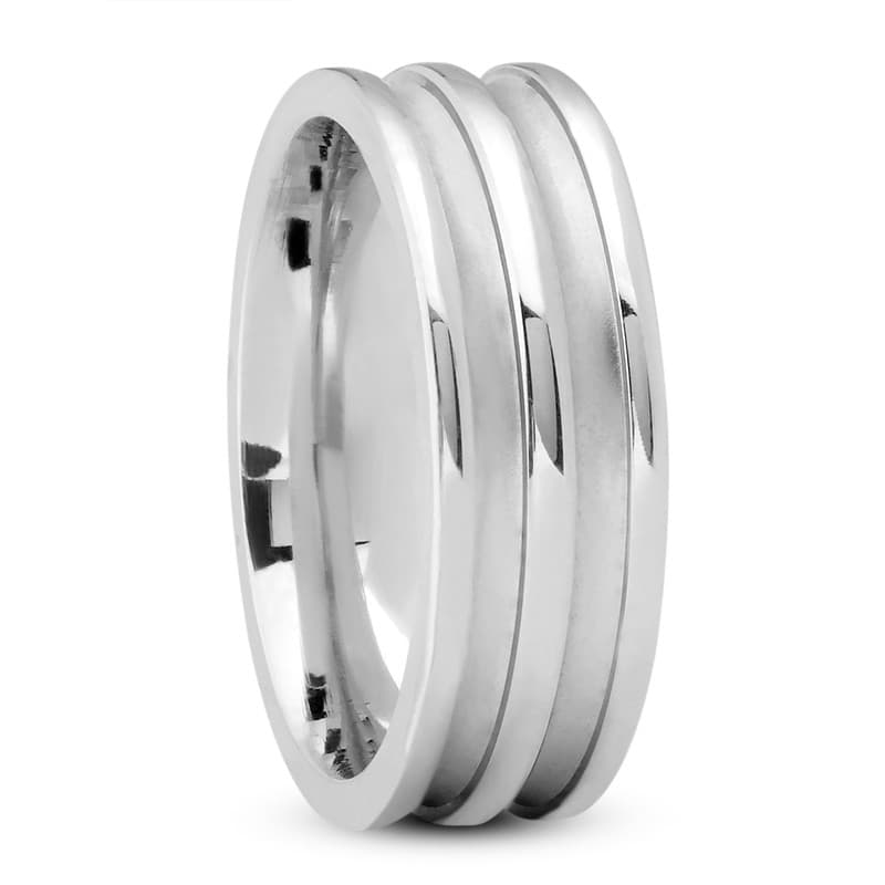 Mens 14KT White Gold Platinum Traditional Wedding Band M780