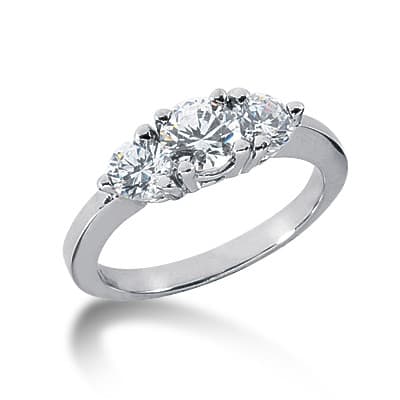 Ladies White Gold Platinum Round Diamond Three Stones Engagement Ring ENR1953