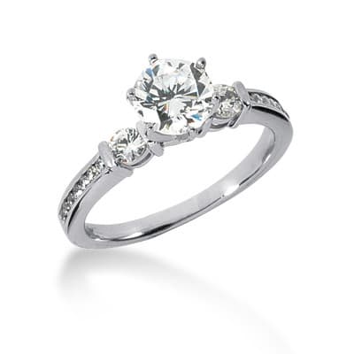 Ladies 14KT White Gold Platinum Fancy Engagement Set ENS475-A