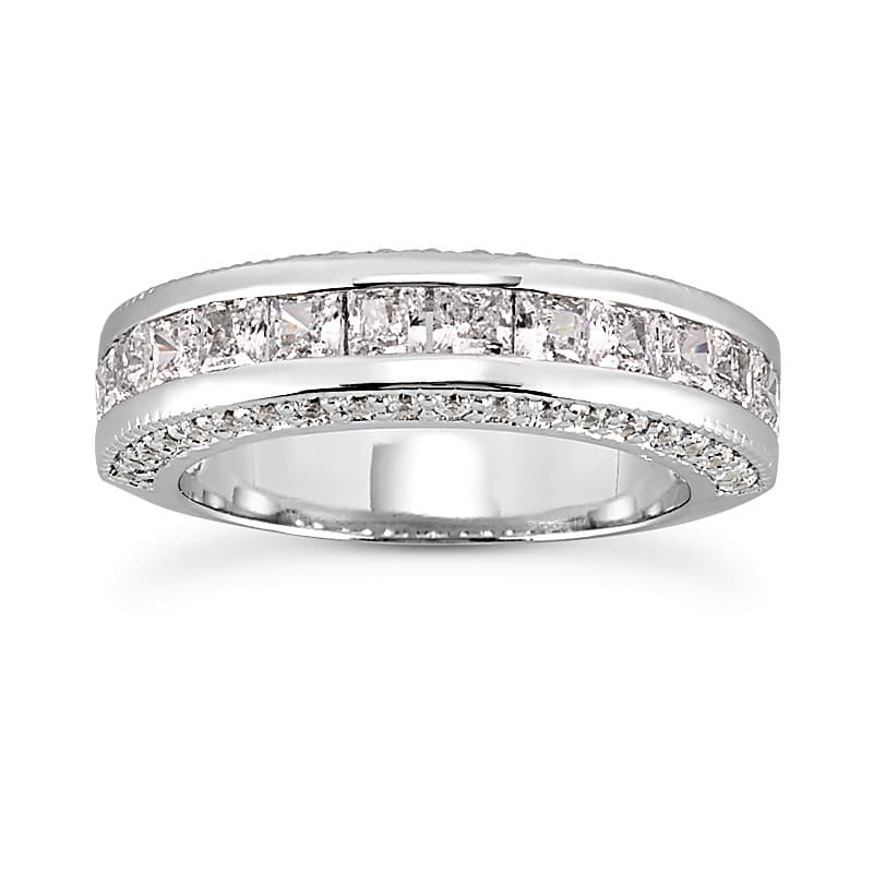 Ladies 14KT White Gold Platinum Diamond Wedding Band WB673