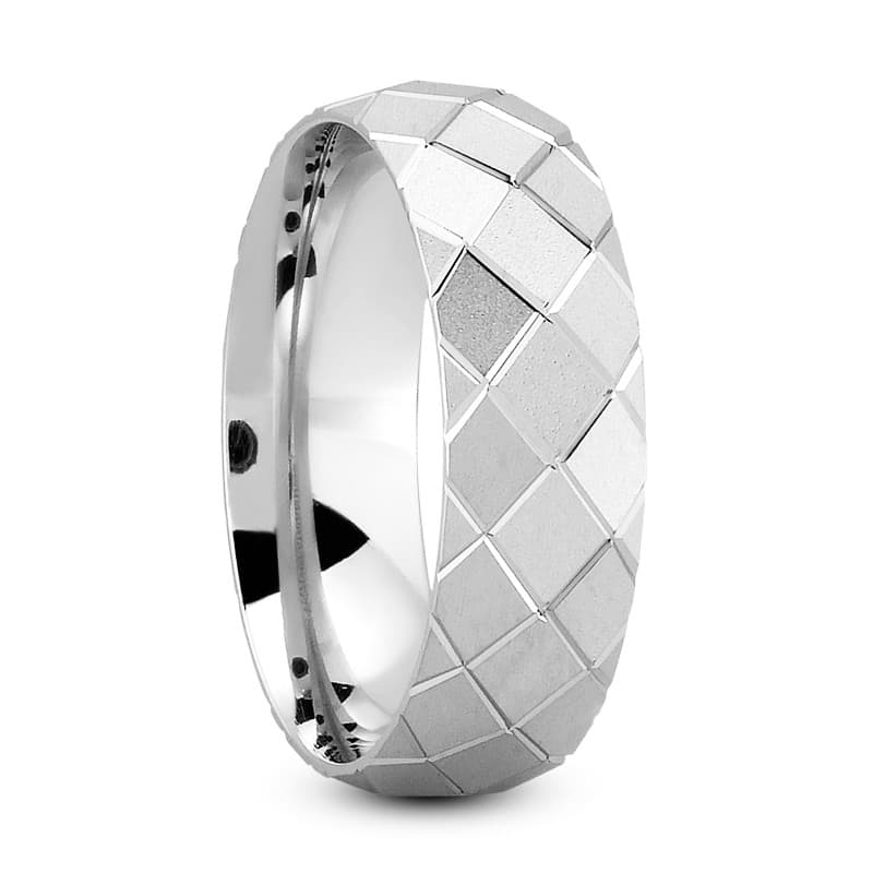 Mens 14KT White Gold Platinum Traditional Wedding Band M429