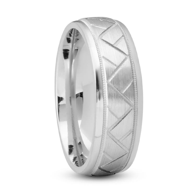 Mens 14KT White Gold Platinum Traditional Wedding Band M537