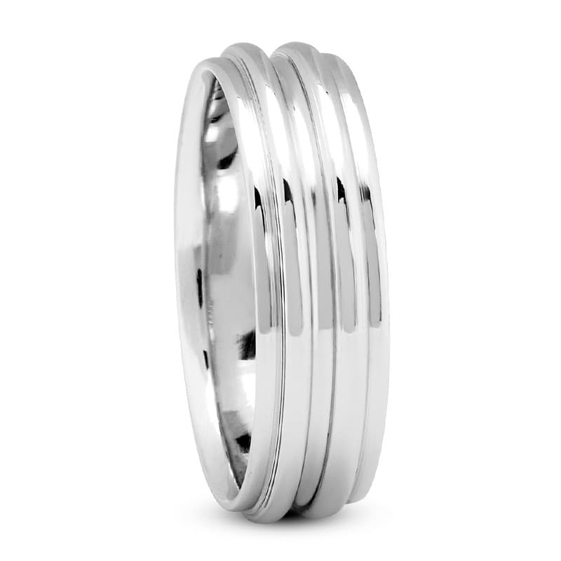 Mens 14KT White Gold Platinum Traditional Wedding Band M167