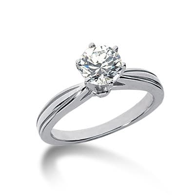 Ladies 14KT White Gold Platinum Solitaires Engagement Ring ENR681