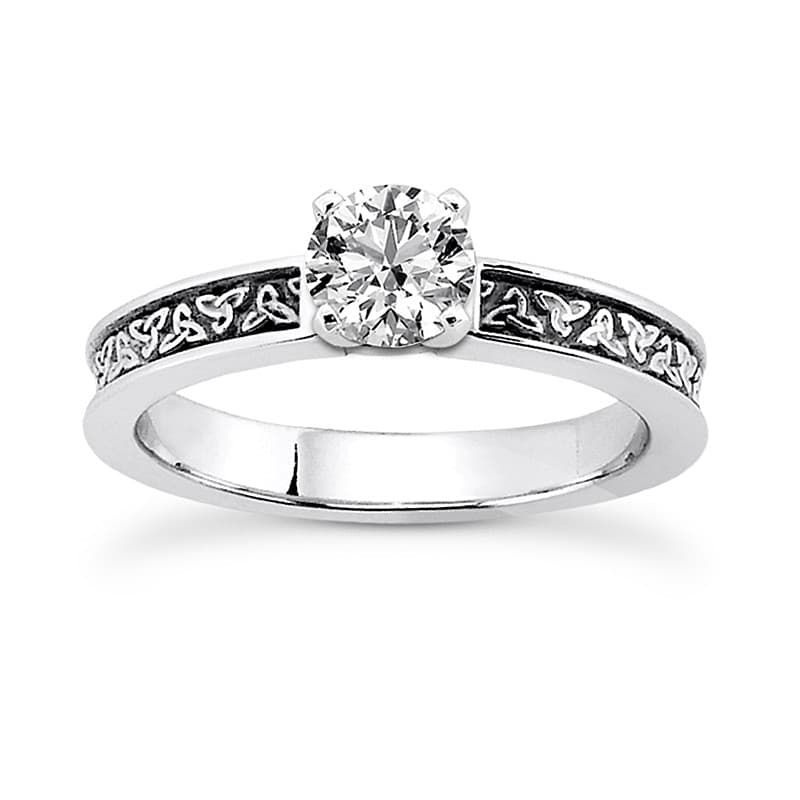 Ladies 14KT White Gold Platinum Solitaire Engagement Set ENS3616-A