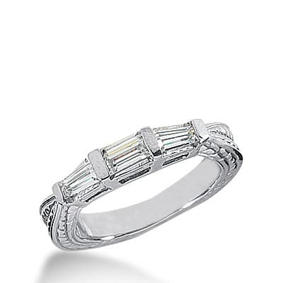 Ladies 14KT White Gold Platinum Diamond Wedding Band WB2047