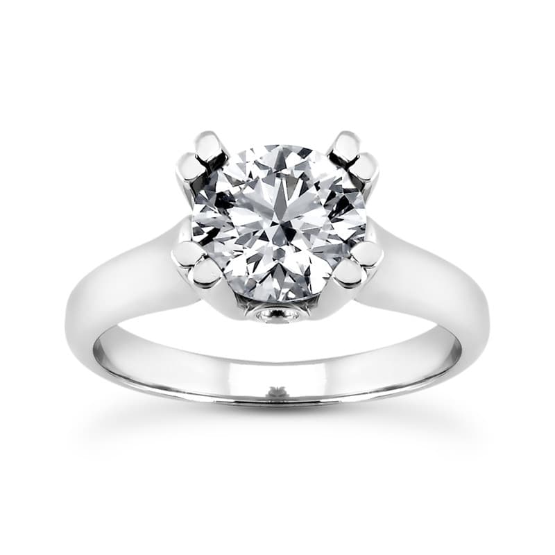 Ladies 14KT White Gold Platinum Round Diamond Solitaires Engagement Ring ENR8479