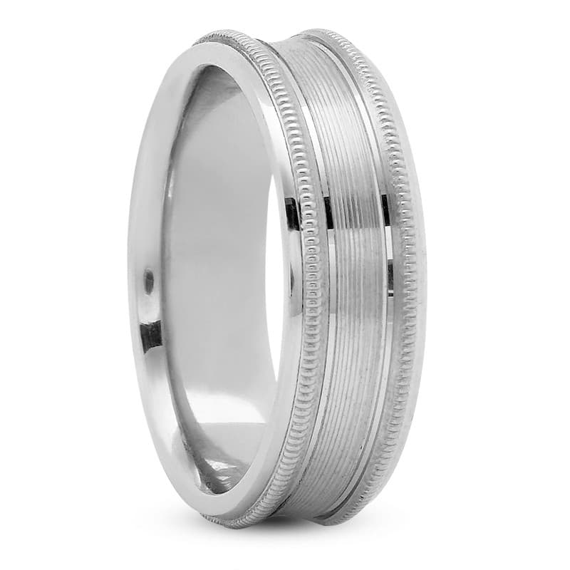 Mens 14KT White Gold Platinum Traditional Wedding Band M425