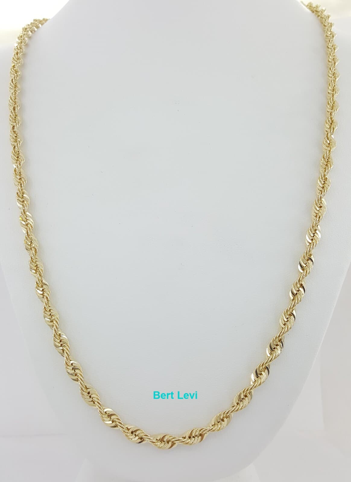 Yellow Gold Lightweight Diamond Cut Rope Chain Necklace 10K 28" 17.3 Grams 5 mm