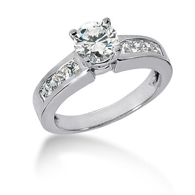Ladies 14KT White Gold Platinum Fancy Engagement Set ENS520-A
