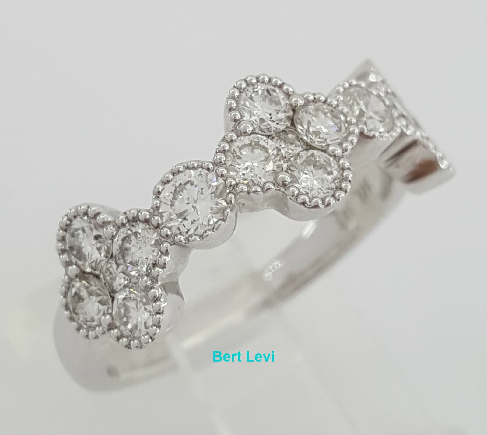 Round Diamond Stackable Flower Cluster 1.22 ct 14K White Gold White Band Ring
