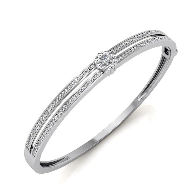 Ladies 14KT White Gold Platinum Bangle BGL225-7