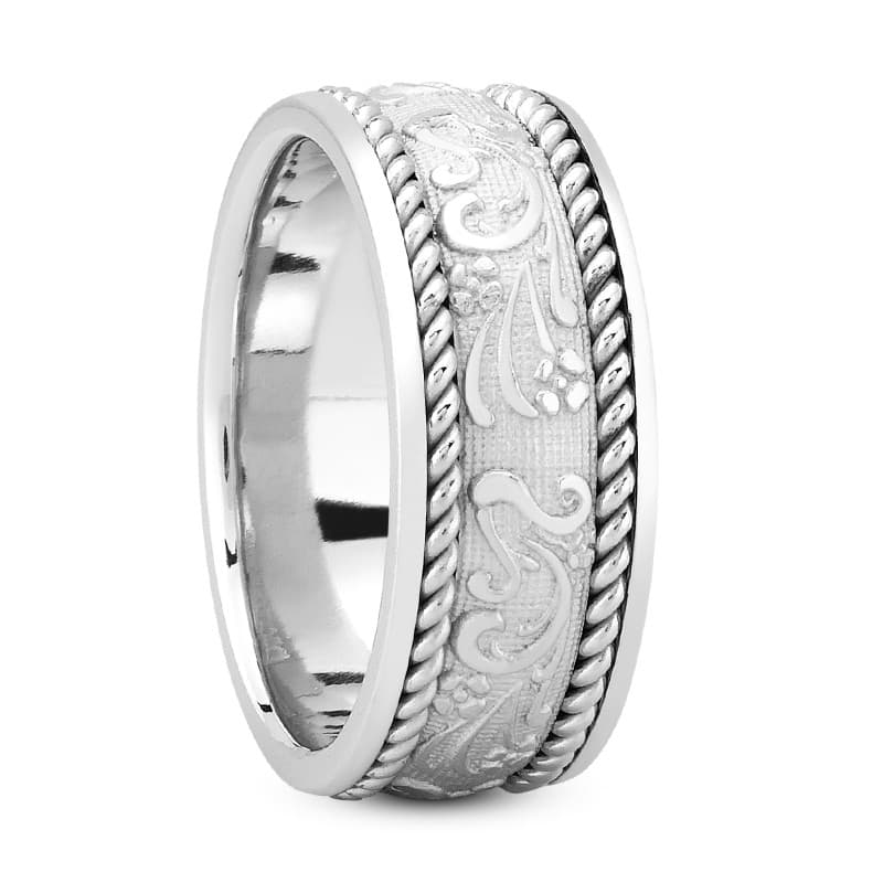Ladies 14KT White Gold Platinum Traditional Wedding Band HM235