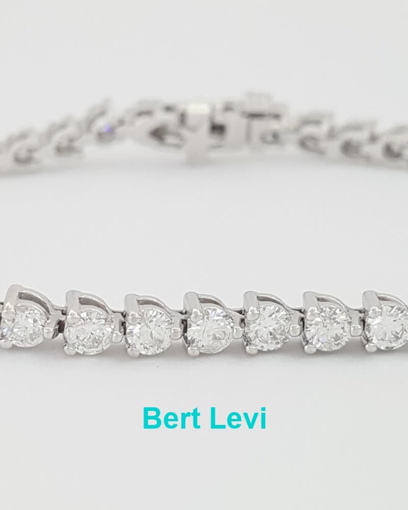 Neil Lane Round Diamond Straight Line Tennis Bracelet 5 ct 14K White Gold 7"